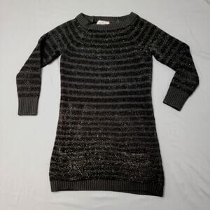 Juicy Couture Black Metallic Stripe Sweater Dress Small Glam Y2K Holiday Chic